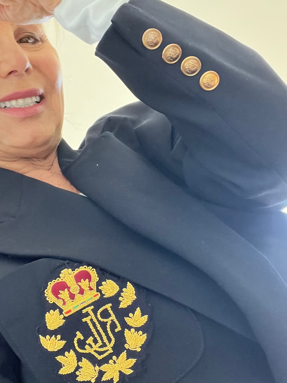 Lauren Ralph Lauren Navy Double-Breasted Blazer with Gold Crest